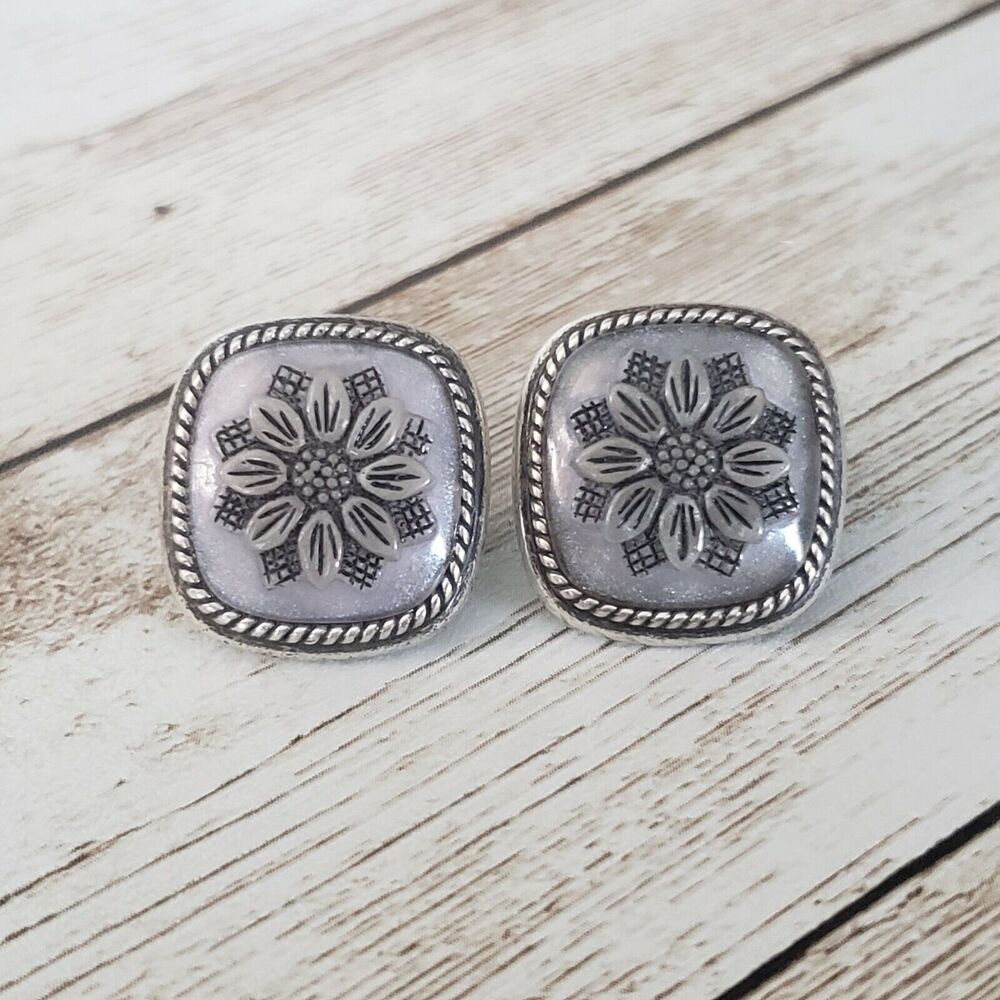 Vintage Napier Clip On Earrings - Pretty Ornate Flower Detail